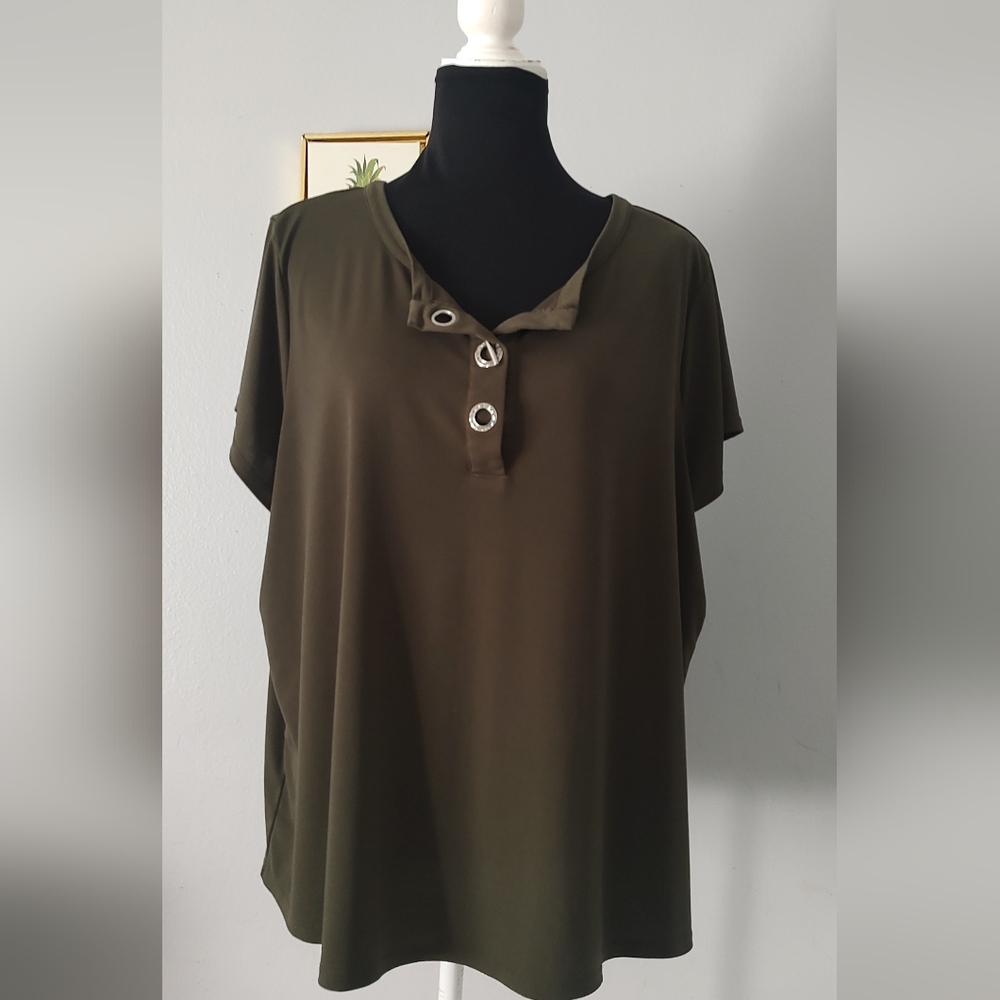 Top Blouse Women Madison 89th Color Green 1X